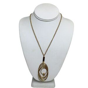 Gold Tone Chain Necklace With Linked Ovals Pendant (1947)